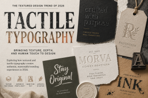 tactile typography trend for textured branding and graphic design in 2026