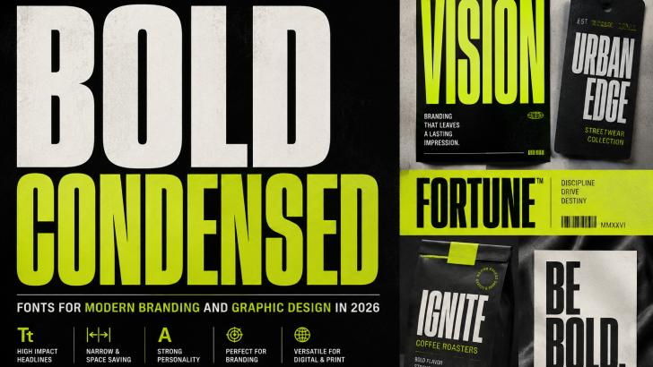 bold condensed fonts for modern branding and graphic design in 2026