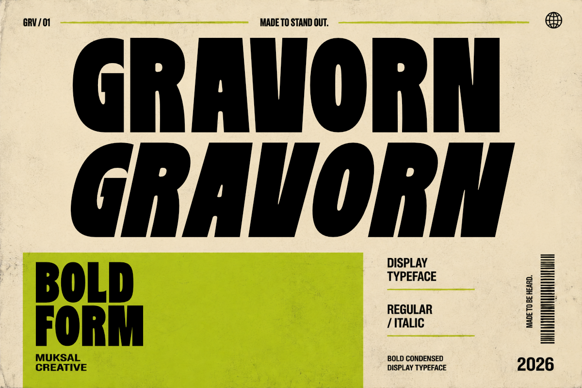 Gravorn – Bold Condensed Display Typeface