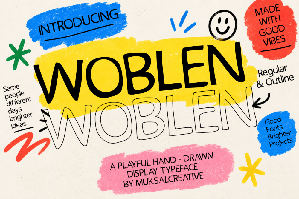 Woblen — Playful Hand-Drawn Display Font